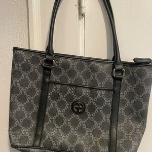 Giana  Bernini Black Greyed Textured Tote Bag